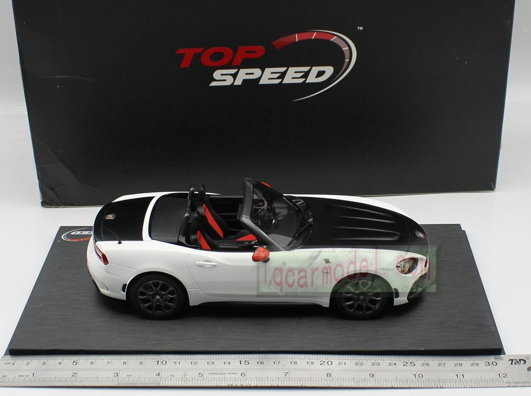 1/18 Top Speed Fiat Abarth 124 Spider Turini 1975 White TS0077 Limited - Image 5