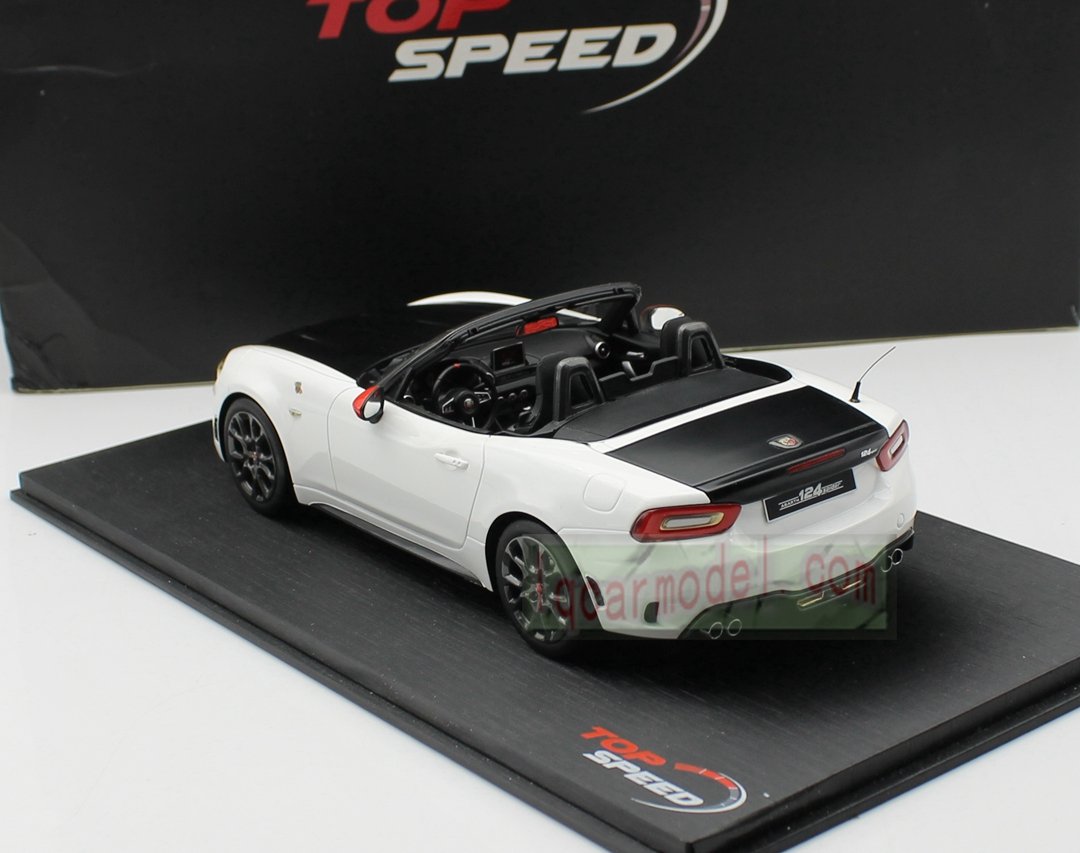 1/18 Top Speed Fiat Abarth 124 Spider Turini 1975 White TS0077 Limited - Image 6