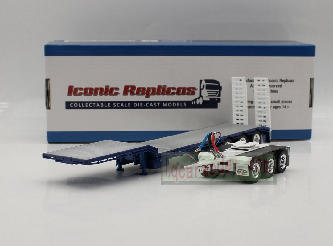 1/50 Iconic Replicas 45' EXTENDABLE DROPDECK Drop Deck Trailer Diecast blue&white
