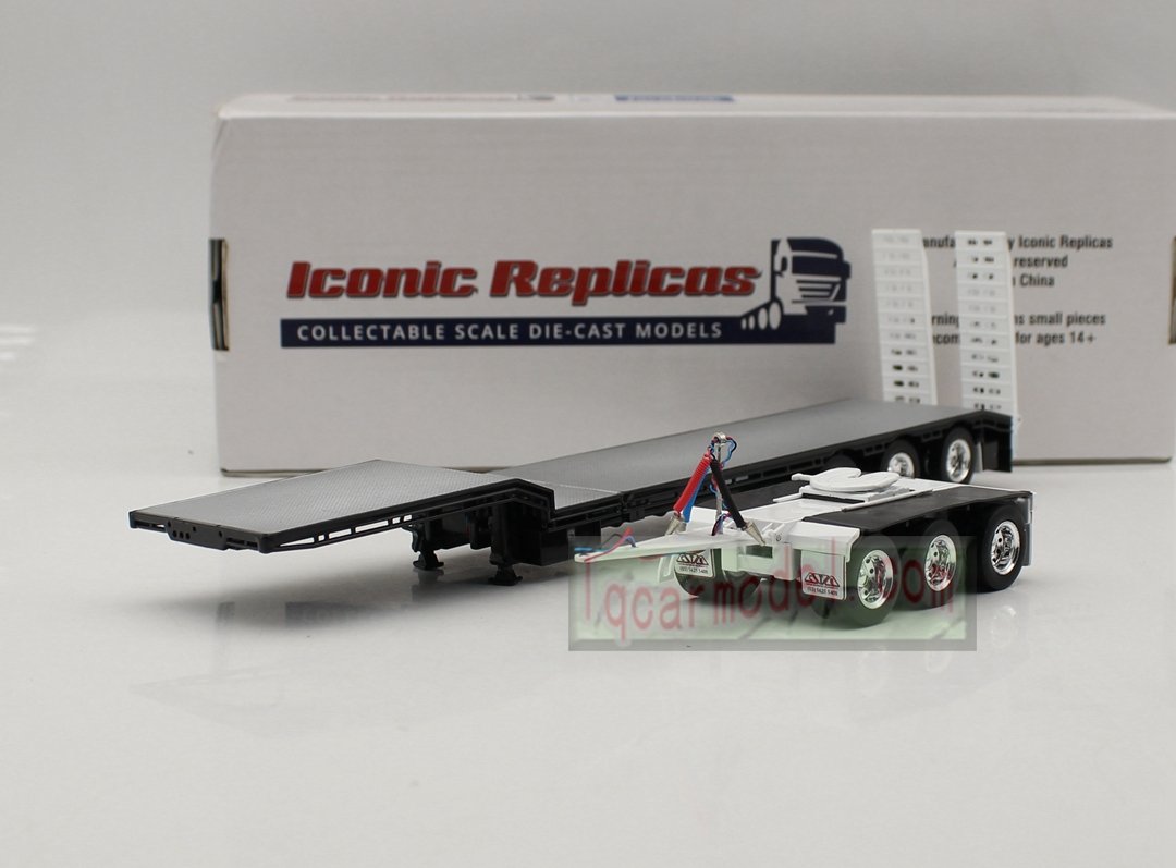 1/50 Iconic Replicas 45' EXTENDABLE DROPDECK Drop Deck Trailer Diecast black&white - Image 3