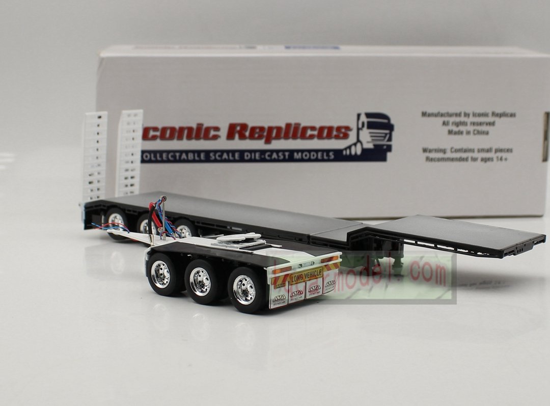 1/50 Iconic Replicas 45' EXTENDABLE DROPDECK Drop Deck Trailer Diecast black&white - Image 4