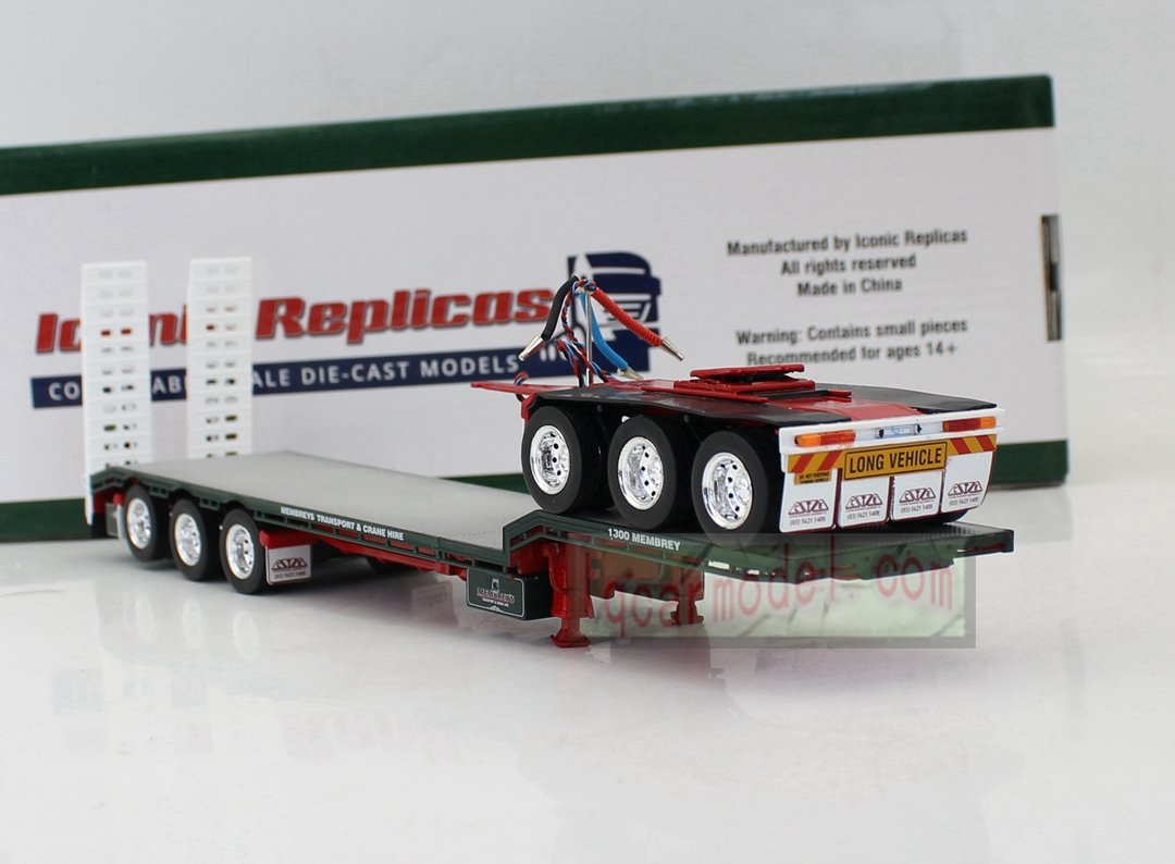 1/50 Iconic Replicas 45' EXTENDABLE DROPDECK Drop Deck Trailer Diecast Green&Red - Image 5