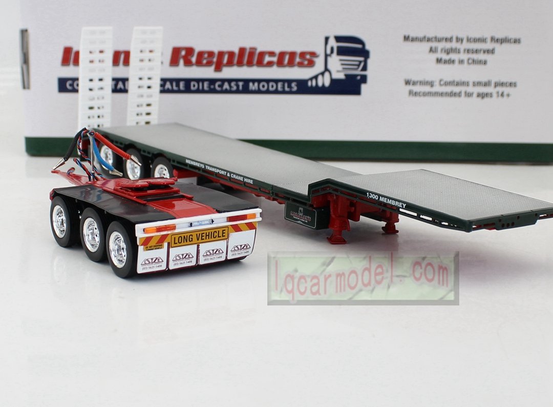 1/50 Iconic Replicas 45' EXTENDABLE DROPDECK Drop Deck Trailer Diecast Green&Red - Image 6