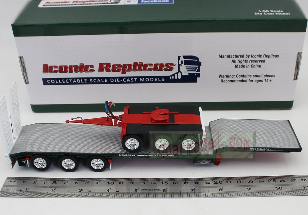 1/50 Iconic Replicas 45' EXTENDABLE DROPDECK Drop Deck Trailer Diecast Green&Red - Image 7