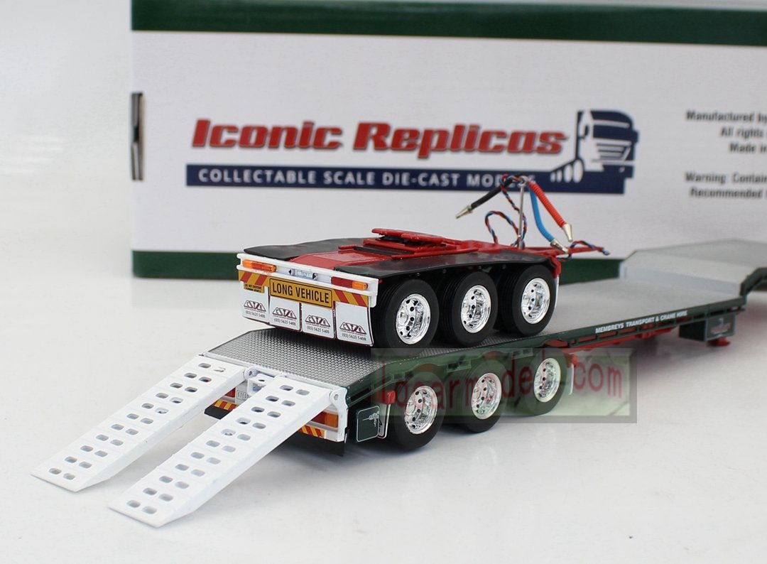 1/50 Iconic Replicas 45' EXTENDABLE DROPDECK Drop Deck Trailer Diecast Green&Red - Image 9