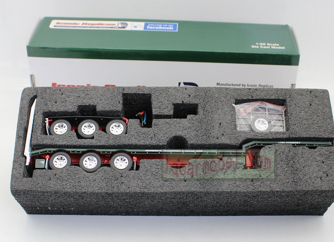 1/50 Iconic Replicas 45' EXTENDABLE DROPDECK Drop Deck Trailer Diecast Green&Red - Image 17