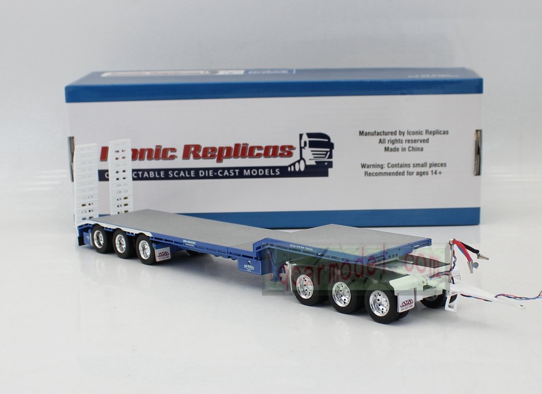 1/50 Iconic Replicas 45' EXTENDABLE DROPDECK Drop Deck Trailer blue&white Diecast - Image 12