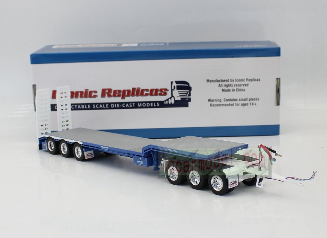 1/50 Iconic Replicas 45' EXTENDABLE DROPDECK Drop Deck Trailer blue&white Diecast - Image 11