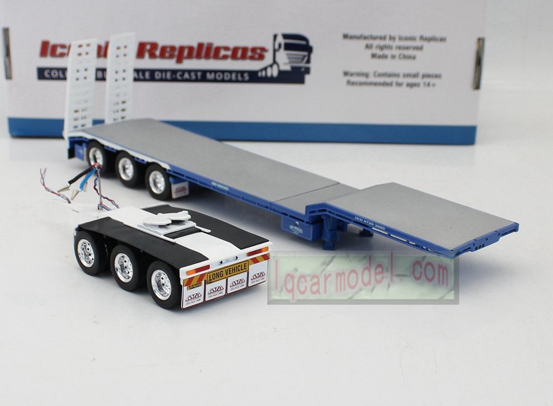 1/50 Iconic Replicas 45' EXTENDABLE DROPDECK Drop Deck Trailer blue&white Diecast - Image 10
