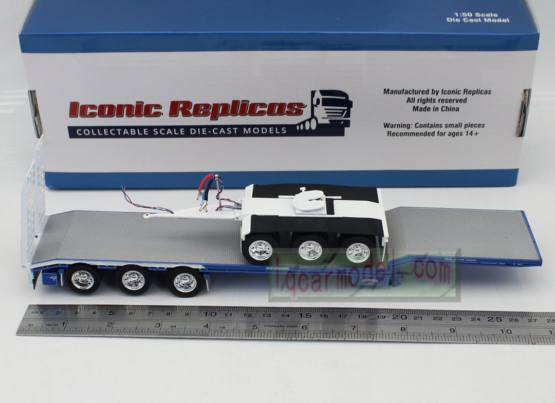 1/50 Iconic Replicas 45' EXTENDABLE DROPDECK Drop Deck Trailer blue&white Diecast - Image 9