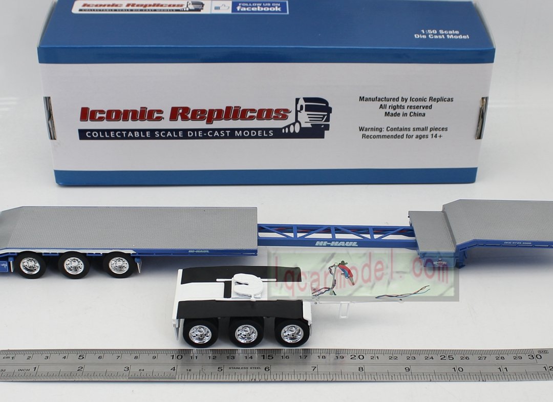 1/50 Iconic Replicas 45' EXTENDABLE DROPDECK Drop Deck Trailer blue&white Diecast - Image 8