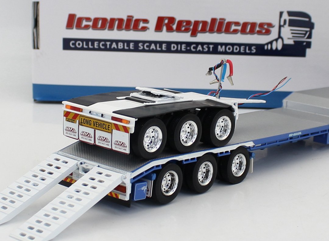 1/50 Iconic Replicas 45' EXTENDABLE DROPDECK Drop Deck Trailer blue&white Diecast - Image 7