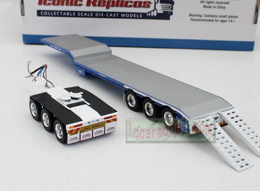 1/50 Iconic Replicas 45' EXTENDABLE DROPDECK Drop Deck Trailer blue&white Diecast - Image 5