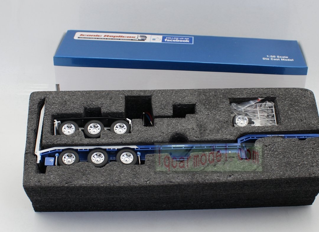 1/50 Iconic Replicas 45' EXTENDABLE DROPDECK Drop Deck Trailer blue&white Diecast - Image 4