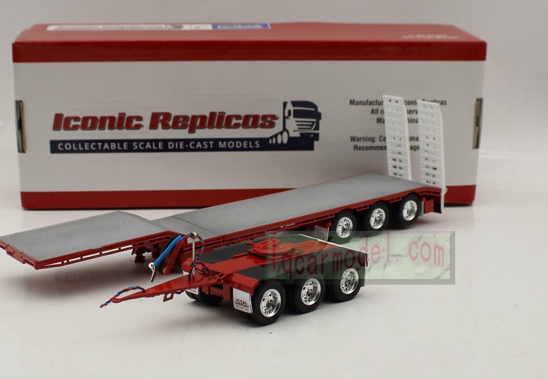1/50 Iconic Replicas 45' EXTENDABLE DROPDECK Drop Deck Trailer Diecast Red - Image 3