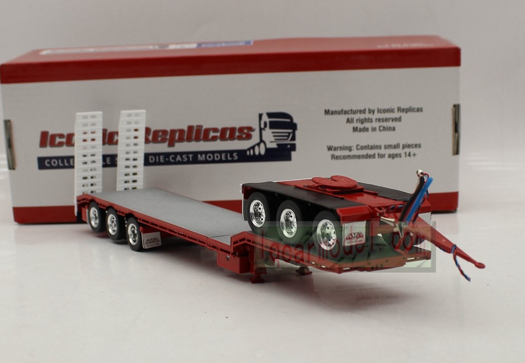 1/50 Iconic Replicas 45' EXTENDABLE DROPDECK Drop Deck Trailer Diecast Red - Image 4