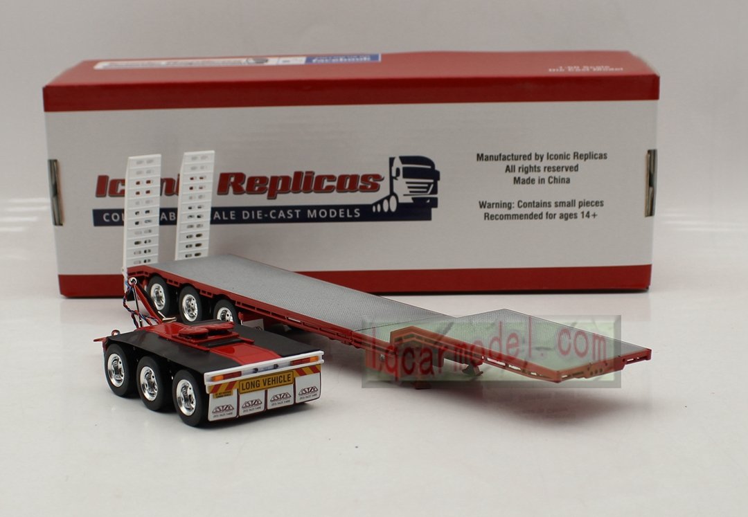 1/50 Iconic Replicas 45' EXTENDABLE DROPDECK Drop Deck Trailer Diecast Red - Image 5