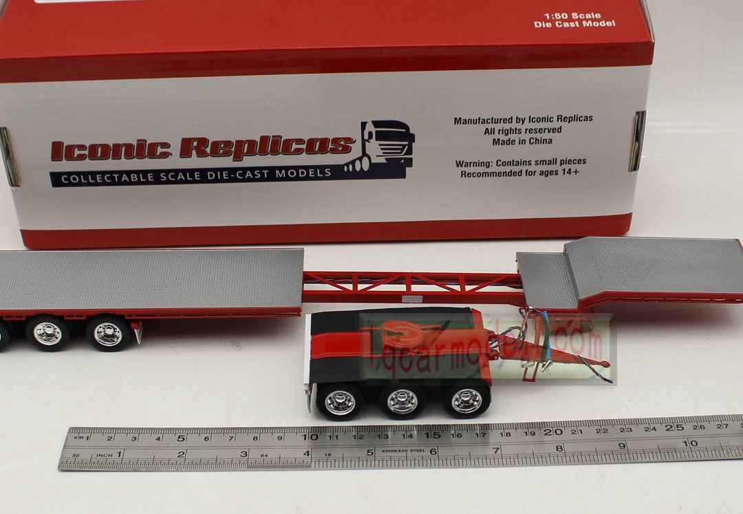 1/50 Iconic Replicas 45' EXTENDABLE DROPDECK Drop Deck Trailer Diecast Red - Image 7