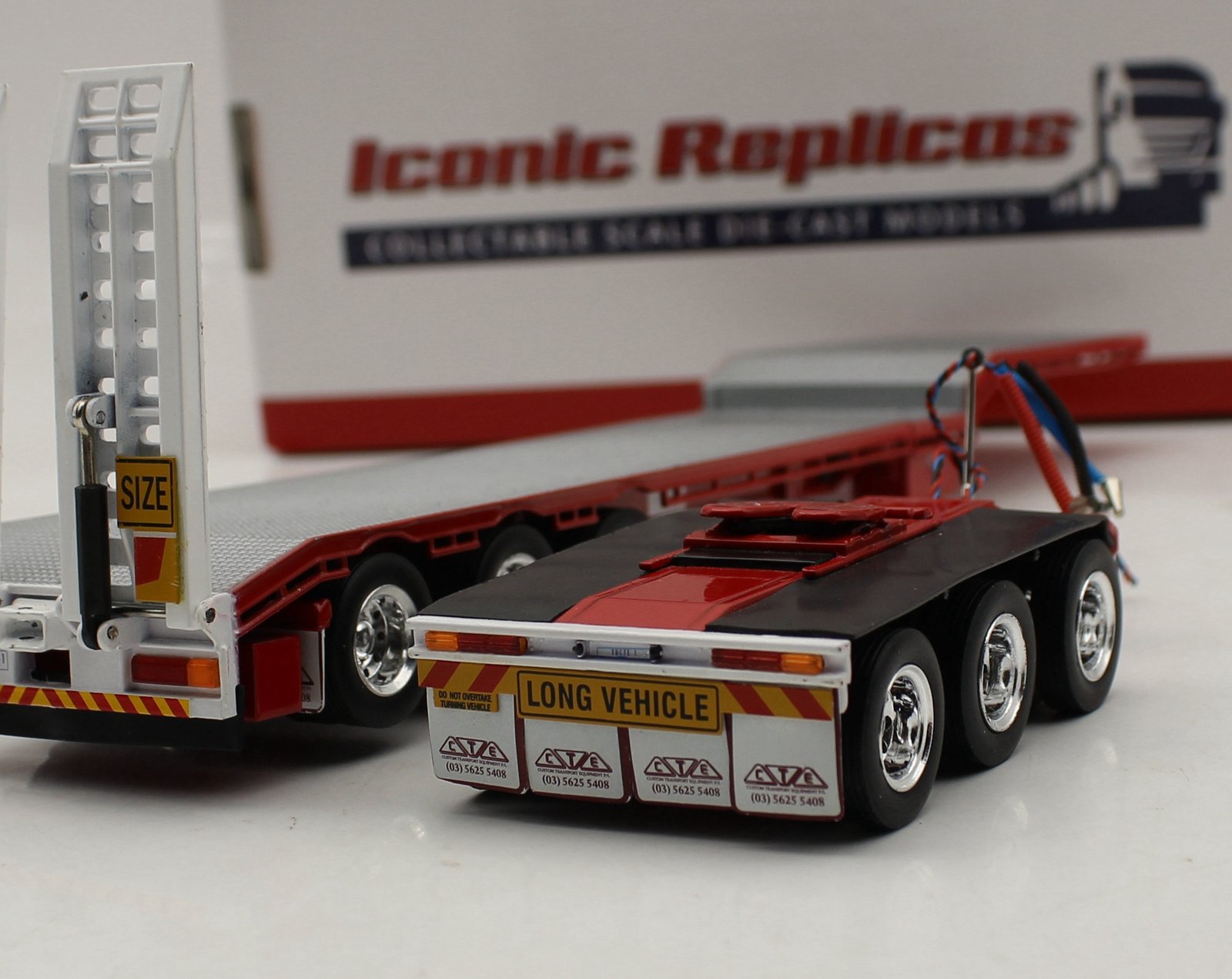 1/50 Iconic Replicas 45' EXTENDABLE DROPDECK Drop Deck Trailer Diecast Red - Image 8
