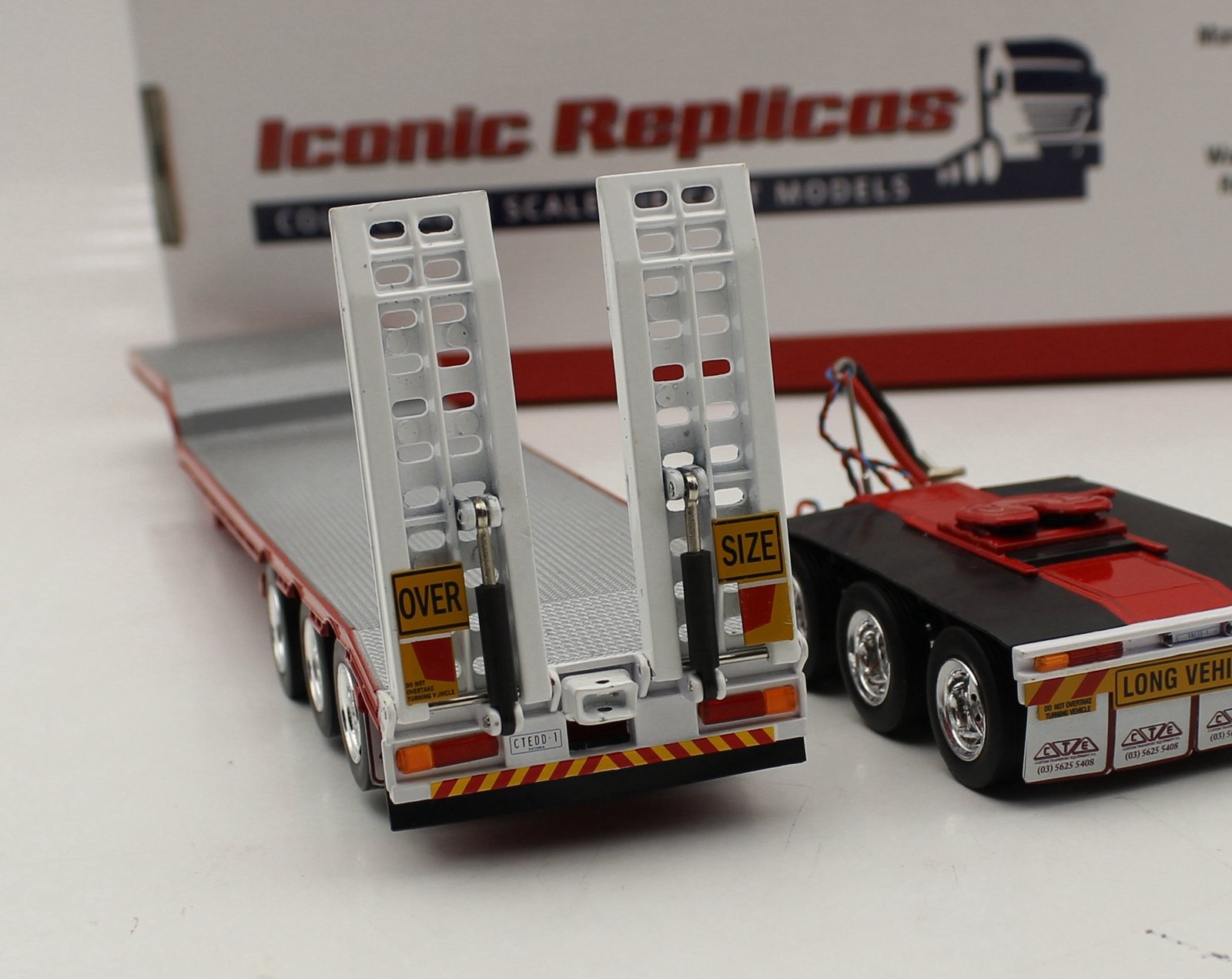 1/50 Iconic Replicas 45' EXTENDABLE DROPDECK Drop Deck Trailer Diecast Red - Image 9