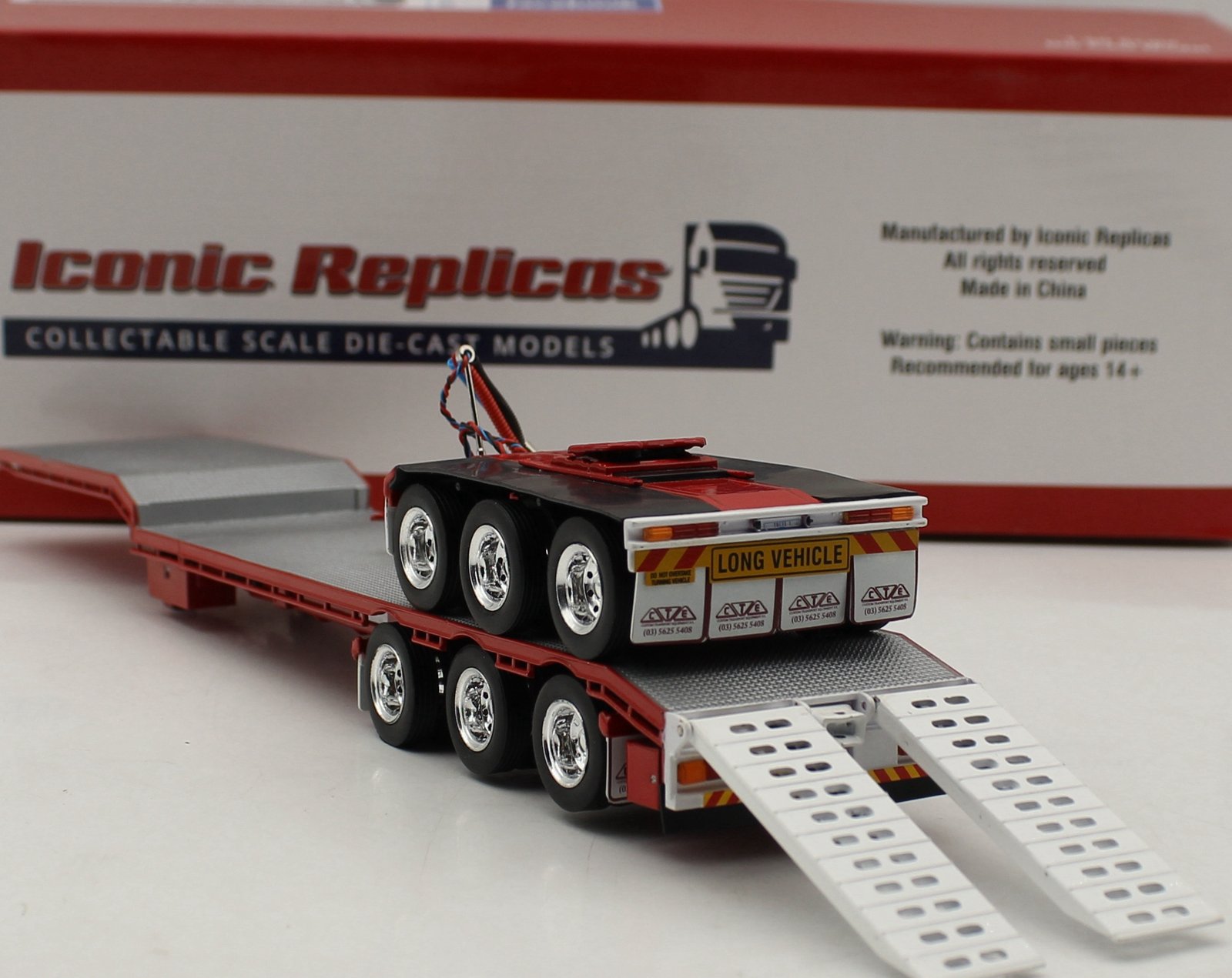 1/50 Iconic Replicas 45' EXTENDABLE DROPDECK Drop Deck Trailer Diecast Red - Image 10