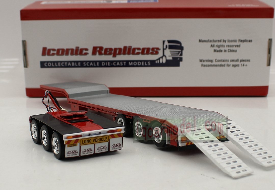 1/50 Iconic Replicas 45' EXTENDABLE DROPDECK Drop Deck Trailer Diecast Red - Image 11
