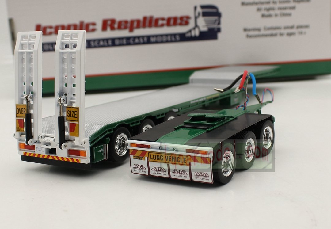 1/50 Iconic Replicas 45' EXTENDABLE DROPDECK Drop Deck Trailer Diecast Green - Image 7