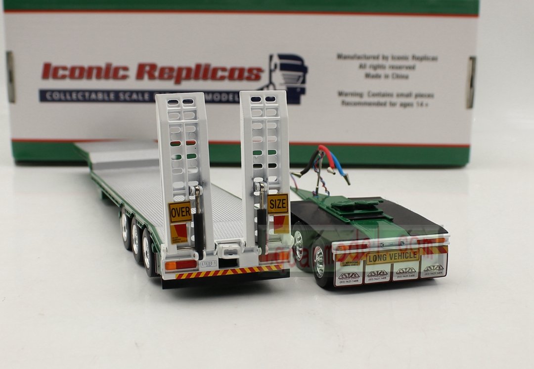 1/50 Iconic Replicas 45' EXTENDABLE DROPDECK Drop Deck Trailer Diecast Green - Image 8