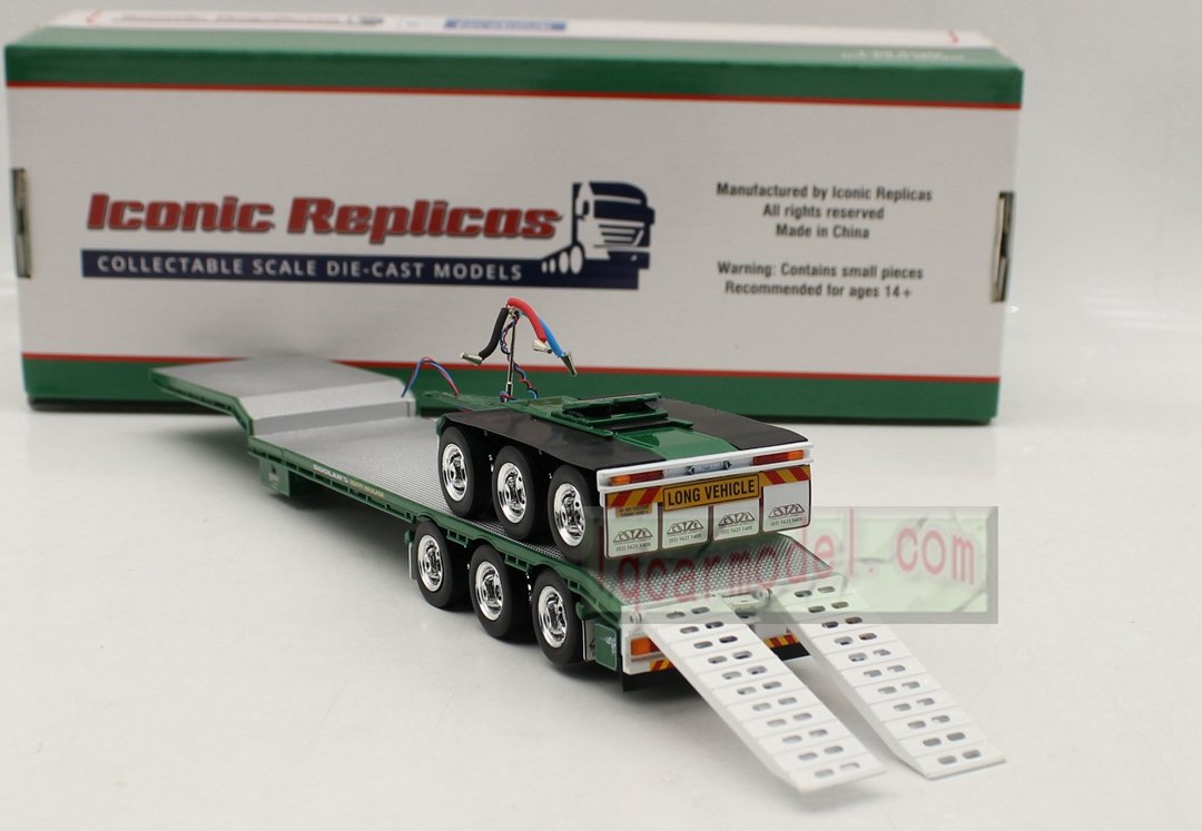 1/50 Iconic Replicas 45' EXTENDABLE DROPDECK Drop Deck Trailer Diecast Green - Image 9