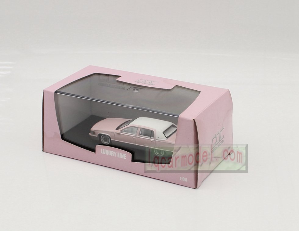 1/64 Scale GOC 1993 Cadillac Fleetwood Car model Diecast Pink color - Image 3
